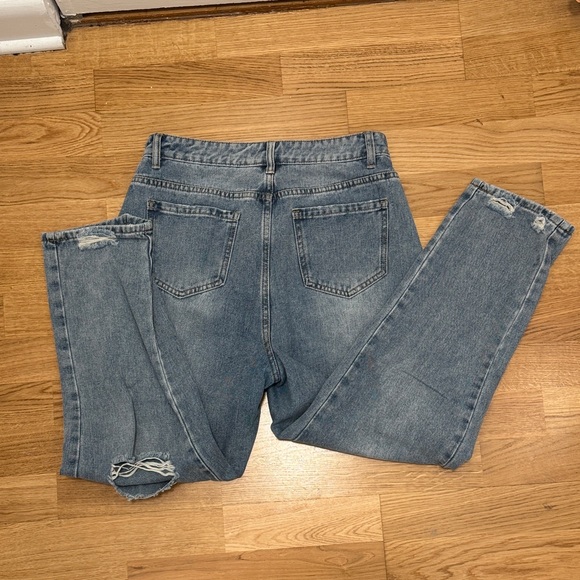 SHEIN Blue Distressed Boyfriend Jeans - Picture 2 of 2